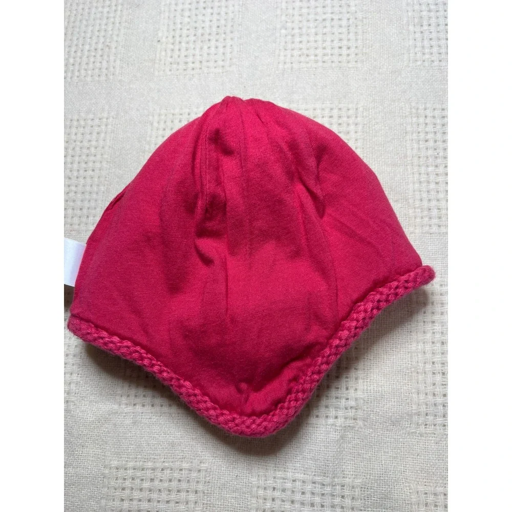 Janie Jack Baby Girl Pink‎ Knit Hat Pom Pom Tassle Cable Knit 12 24 Months